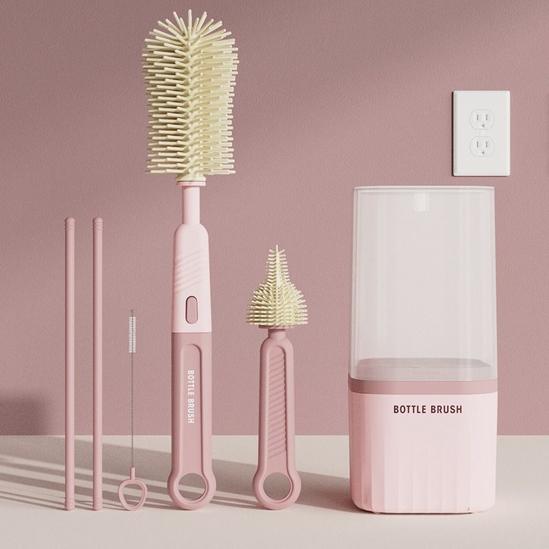 Portable Silicone Bottle Brush Set (Pink only)