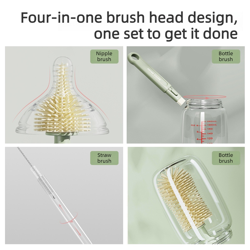 Portable Silicone Bottle Brush Set (Pink only)